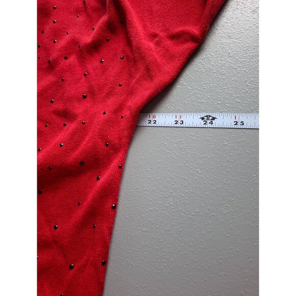 Rafaella Red Studded Cardigan Sweater XL Glam Retro Holiday Preppy - Picture 6 of 7
